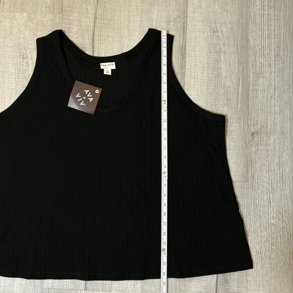 NWT Ava & Viv Tank Top 3X Black Plus Size Ribbed Cotton Blend Sleeveless Shirt - Picture 14 of 16